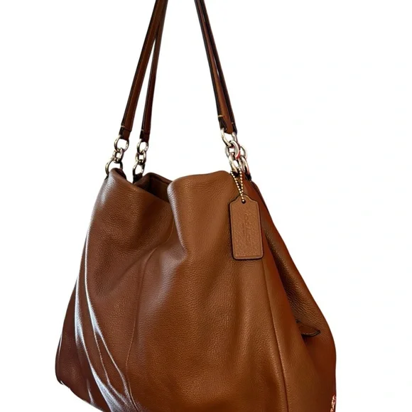 Coach Lexy Shoulder Bag Pebbled Leather Saddle Gold Chain - Picture 3 of 8